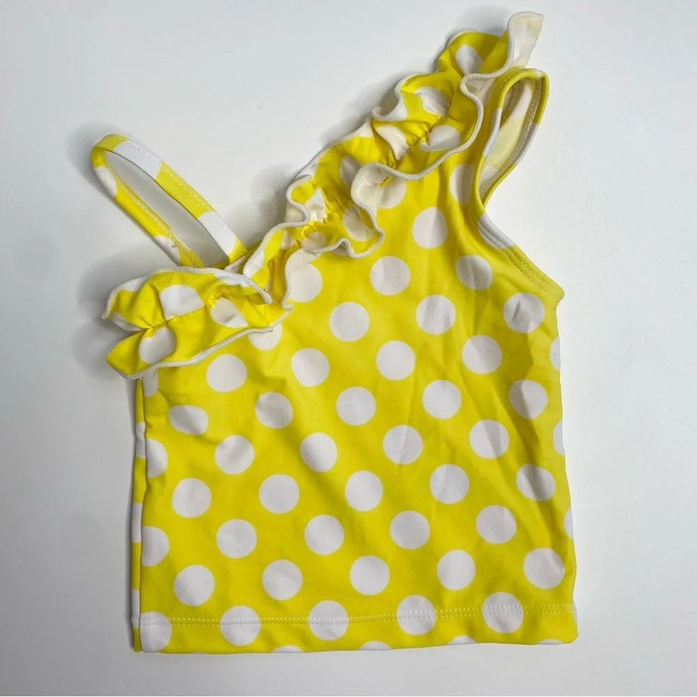 Baby Girl's Carter's Yellow Polka Dot Ruffle 2-Piece Tankini Swimsuit 12 Months